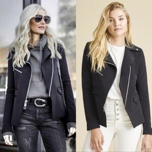 Veronica Beard Scuba Hadley Moto Blazer Jacket in Black Size 2